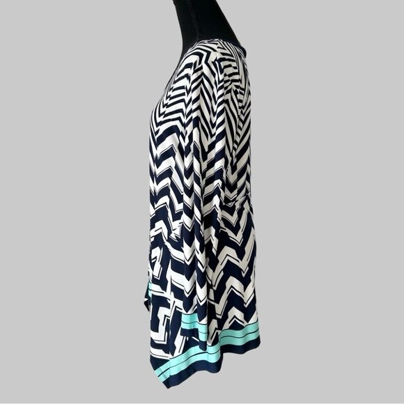 Eci Waves Pattern Draped Asymmetrical Hem Tunics - Picture 2 of 15